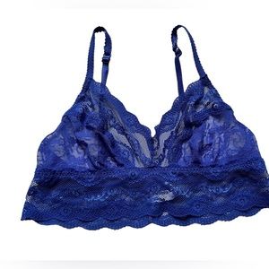 b.tempt'd by Wacoal Lace Kiss Bralette 910182 US Size Large Blue Sheer Bra